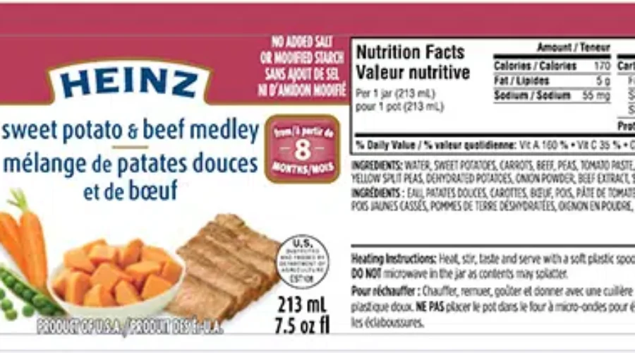 Heinz Recalling Sweet Potato And Beef Medley Baby Food