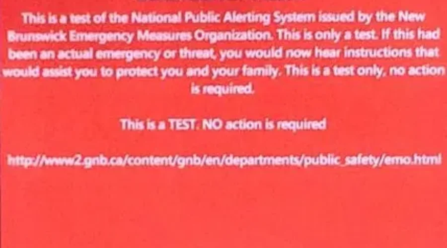 N.B. Alert Ready System Testing Today