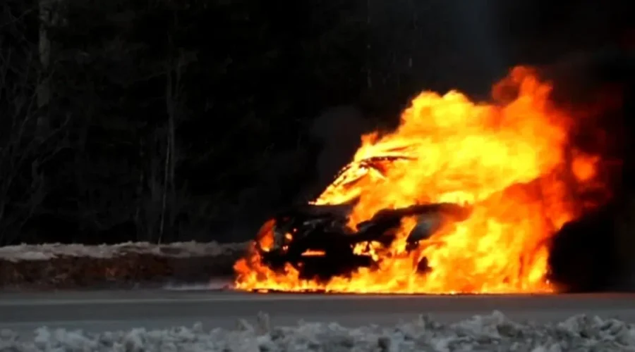 Driver Escapes Unharmed Before Car Bursts Into Flames