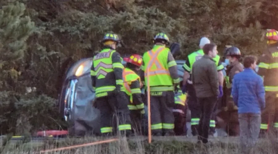 Pickup Truck Rollover Leaves Two Injured