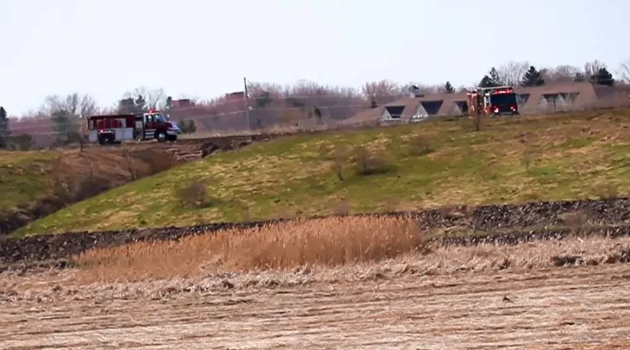 Grass Fire Spreads Quickly In Dry Conditions