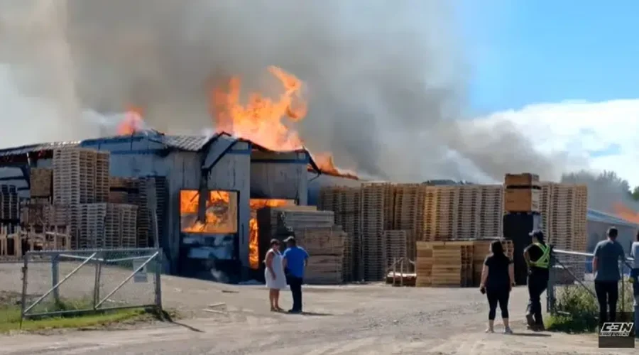 Firefighters Battle Sawmill Fire