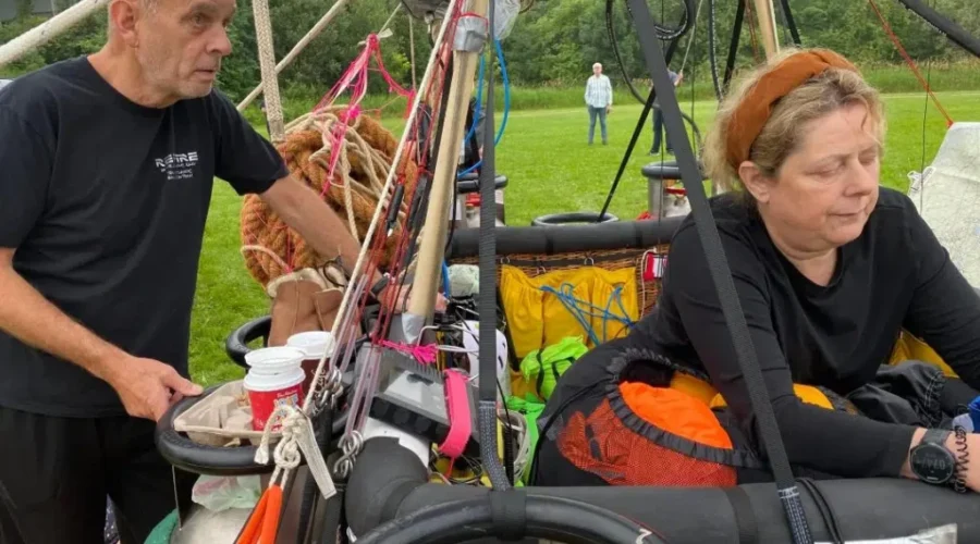 UPDATE: U.K. couple forced to land helium balloon