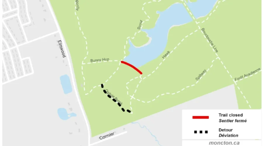 Trail closure at Irishtown Nature Park