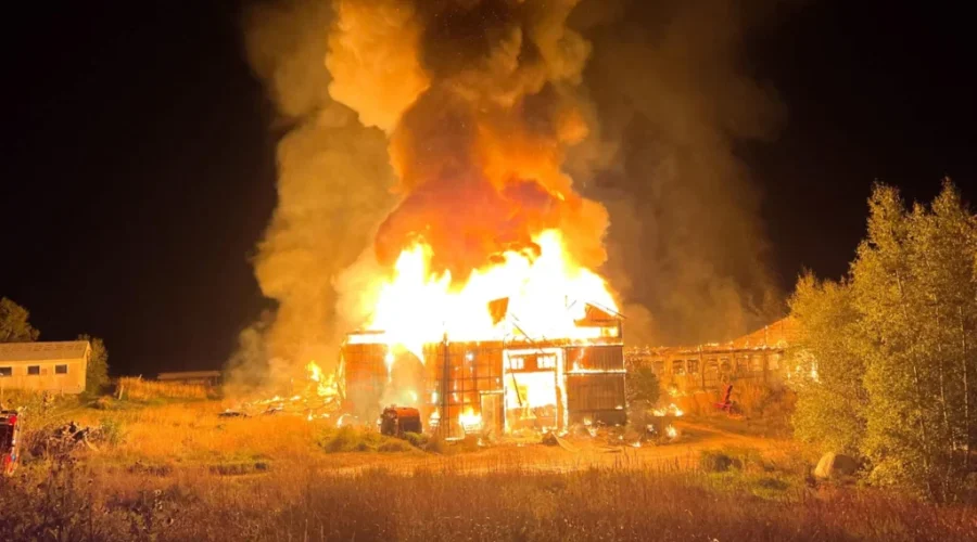 Large fire burns barn in Lower Coverdale