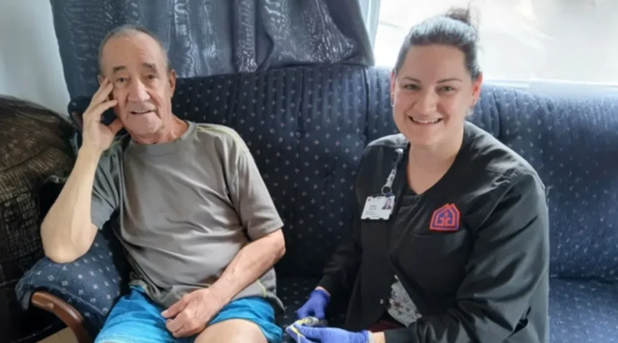 N.B. patient receives immunotherapy at home for the first time