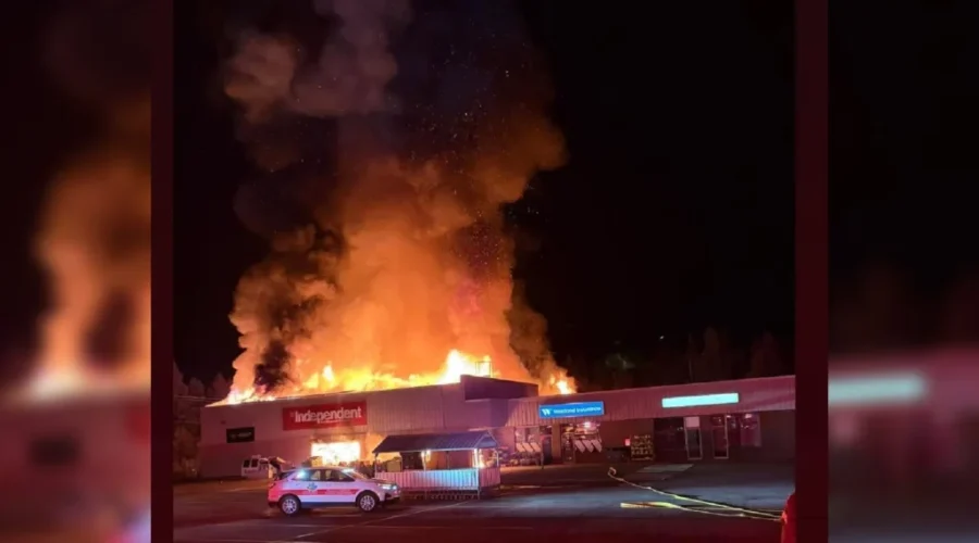 UPDATE 7 a.m.: The Independent grocer in Salisbury goes up in flames