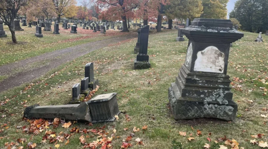 Vandals damage heritage headstones at Elmwood Cemetery