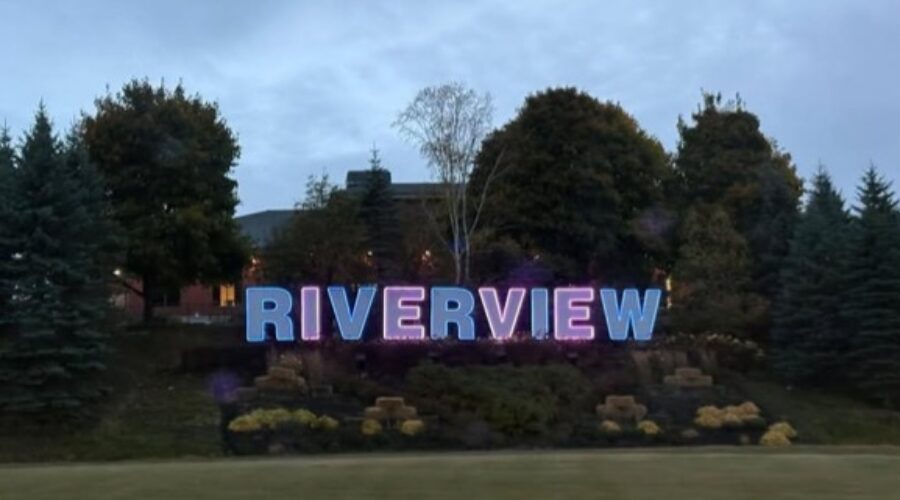 RIVERVIEW Sign Lighting in June