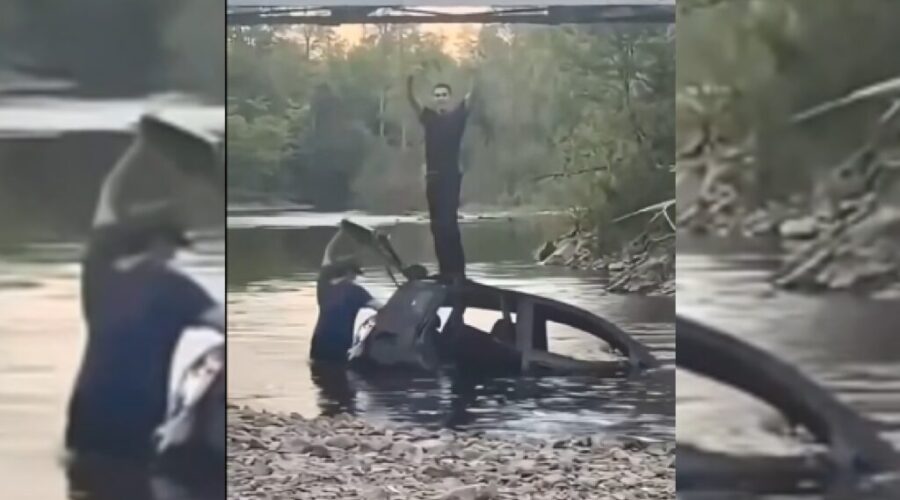 Police search for 2 men after car driven into Charlo River
